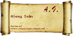 Alexy Iván névjegykártya